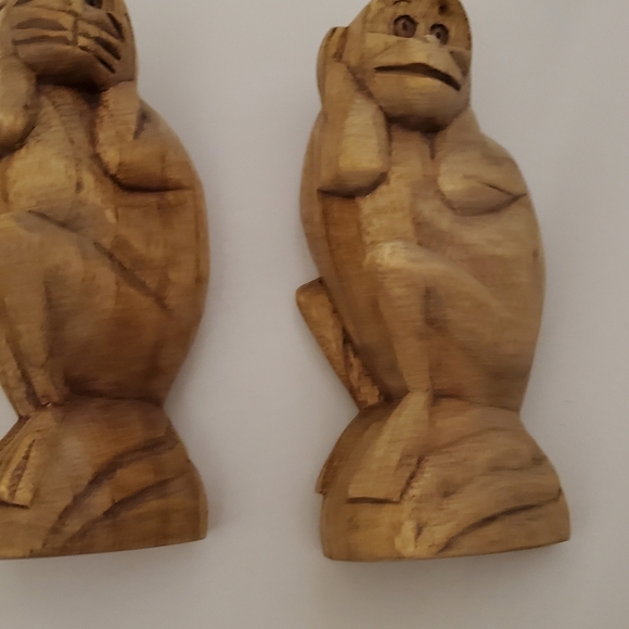 3 Wise Monkeys Vintage Wood Hand Carved See No Evil Hear No Evil Speak No Evil - Picture 7 of 10